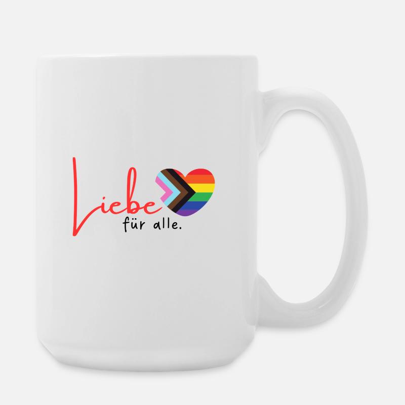 Liebe Pride Herz mit Regenbogenstreifen LGBTQ+ - Große Tasse 440 ml - Weiß