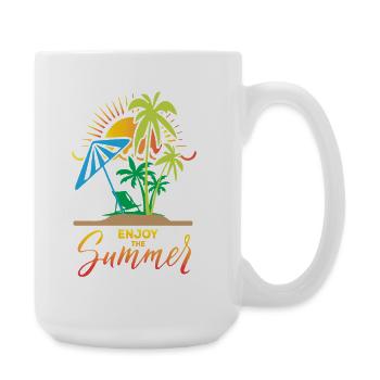 Summer holidays with palm trees and parasols - Large Mug 440 ml - white - Right