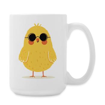 Chick with sunglasses - Large Mug 440 ml - white - Right