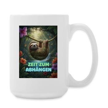 Time to hang out sloth neon - Large Mug 440 ml - white - Right