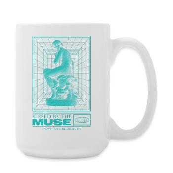 Neon-Statue im Cyberraum - Große Tasse 440 ml - Weiß - Rechts