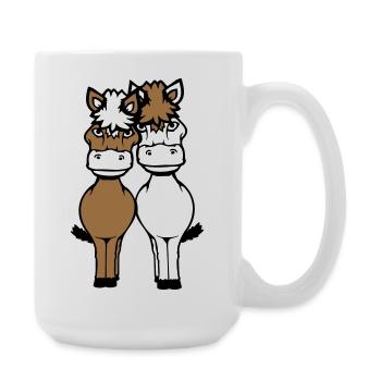2 Chevaux Homme Femme Amoureux Amis Amour Équipe - Grande tasse 440 ml - blanc - Droite