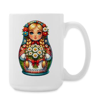  Matroschka auf russisch Matryoshka Doll Russian - Große Tasse 440 ml - Weiß - Rechts