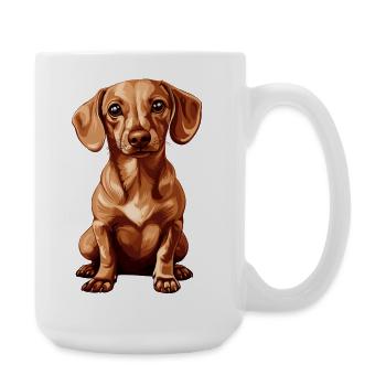 Cute dachshund with big eyes - Large Mug 440 ml - white - Right