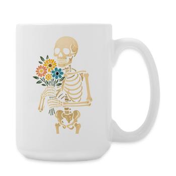 Skeleton with bouquet of flowers - Large Mug 440 ml - white - Right