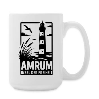 Amrum Leuchtturm Urlaub Erholung - Große Tasse 440 ml - Weiß - Rechts