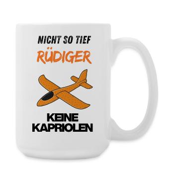 Nicht so tief RÜDIGER Flugzeug Motiv Orange  - Große Tasse 440 ml - Weiß - Rechts