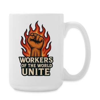 Fists and flames – Arbeiterwelt Unite - Large Mug 440 ml - white - Right