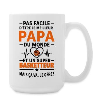Herz + Basketball – Super Papa Basketballspieler - Große Tasse 440 ml - Weiß - Rechts