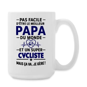 Herz + Radfahren – Super Papa Radfahrer - Große Tasse 440 ml - Weiß - Rechts
