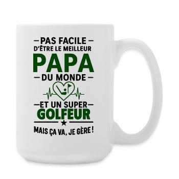Herz + Golf – Super Papa Golfer - Große Tasse 440 ml - Weiß - Rechts