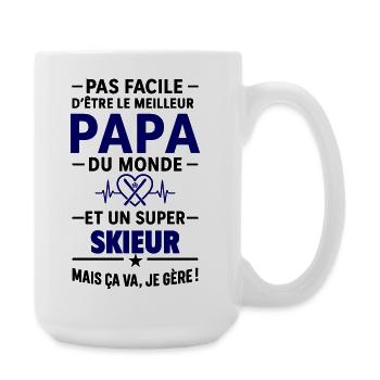 Cœur + Ski – Super Papa Skieur - Grande tasse 440 ml - blanc - Droite