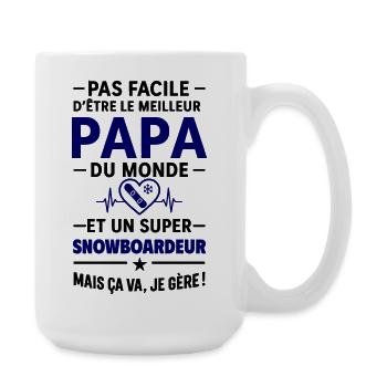 Cœur + Snowboard – Super Papa Snowboardeur - Grande tasse 440 ml - blanc - Droite