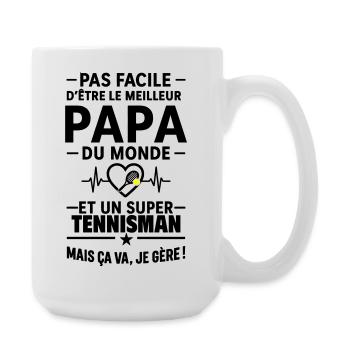 Heart + Tennis – Super Dad Tennis Player - Large Mug 440 ml - white - Right