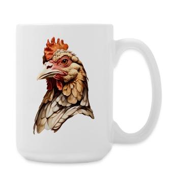 Portrait artistique de tête de poulet - Grande tasse 440 ml - blanc - Droite