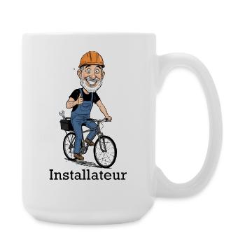 Construction Worker Bicycle Hero - Large Mug 440 ml - white - Right
