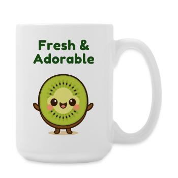 Kiwi Fresh Cute Kawaii - Large Mug 440 ml - white - Right