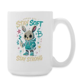 Sweat à capuche lapin urbain, restez doux, restez fort - Grande tasse 440 ml - blanc - Droite