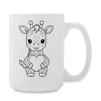 Giraffe with heart – cute animal motif - Large Mug 440 ml - white - Right