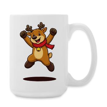 Niedliches Weihnachts-Rentier-Cartoon-Maskottchen - Große Tasse 440 ml - Weiß - Rechts