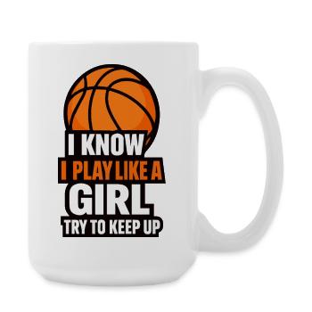 I Know I Play Like A Girl Basketball - Large Mug 440 ml - white - Right