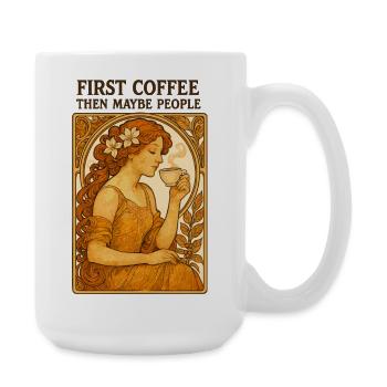 First Coffee Then People Vintage Pinup Gift - Large Mug 440 ml - white - Right