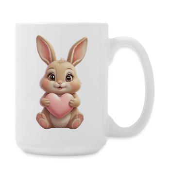 Cuddly bunny with pink heart - Large Mug 440 ml - white - Right