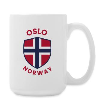 Bouclier de Norvège d’Oslo avec drapeau - Grande tasse 440 ml - blanc - Droite