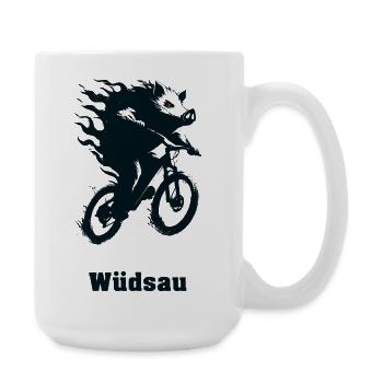 Flame steed on wheel - Large Mug 440 ml - white - Right