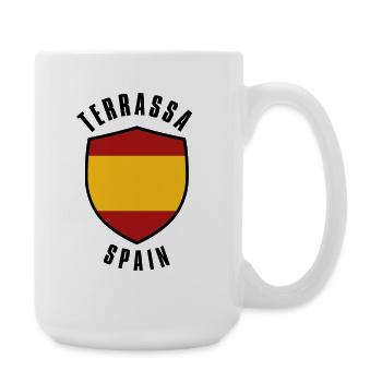 Spanish Flag Shield in Red-Yellow-Red Ribbon - Large Mug 440 ml - white - Right