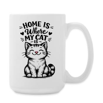 Chez moi, c’est là où est mon chat – motif de chat mignon - Grande tasse 440 ml - blanc - Droite