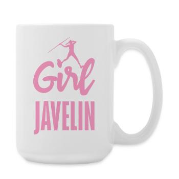 Javelin thrower with fun statement - Large Mug 440 ml - white - Right
