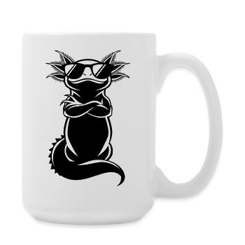 Cooler Axolotl – Sonnenbrille Chef Attitüde - Large Mug 440 ml - white - Right