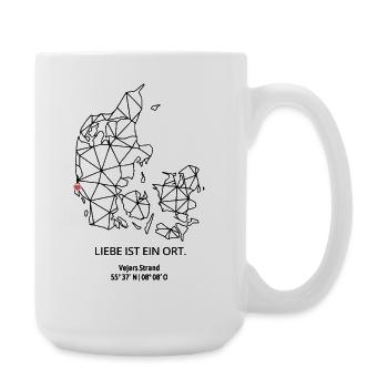Dänemark Umriss - Vejers Strand - mit Koordinaten - Große Tasse 440 ml - Weiß - Rechts