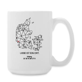 Dänemark Umriss - Esbjerg Liebe - Koordinaten - Große Tasse 440 ml - Weiß - Rechts
