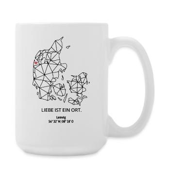 Dänemark Umriss - Lemvig Liebe - Koordinaten - Große Tasse 440 ml - Weiß - Rechts