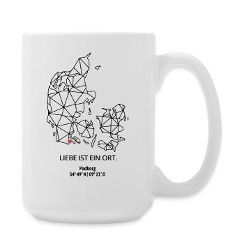 Dänemark Umriss - Padborg Liebe - Koordinaten - Große Tasse 440 ml - Weiß - Rechts