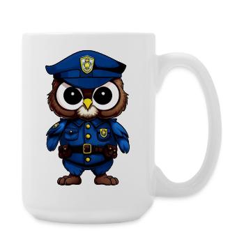Eulen Polizist / Polizei Vogel - Große Tasse 440 ml - Weiß - Rechts