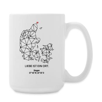 Dänemark Umriss - Skagen Liebe - Koordinaten - Große Tasse 440 ml - Weiß - Rechts