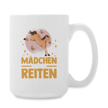Reiten Pferdeliebhaber Reiterhof Pferde - Große Tasse 440 ml - Weiß - Rechts