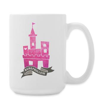 Burgfräulein Prinzessin Banderole pink Mädchen  - Große Tasse 440 ml - Weiß - Rechts