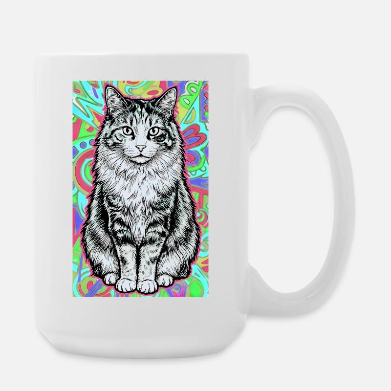chat - Grande tasse 440 ml - blanc