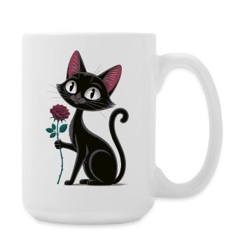 Cat with Rose Shirt - Large Mug 440 ml - white - Right