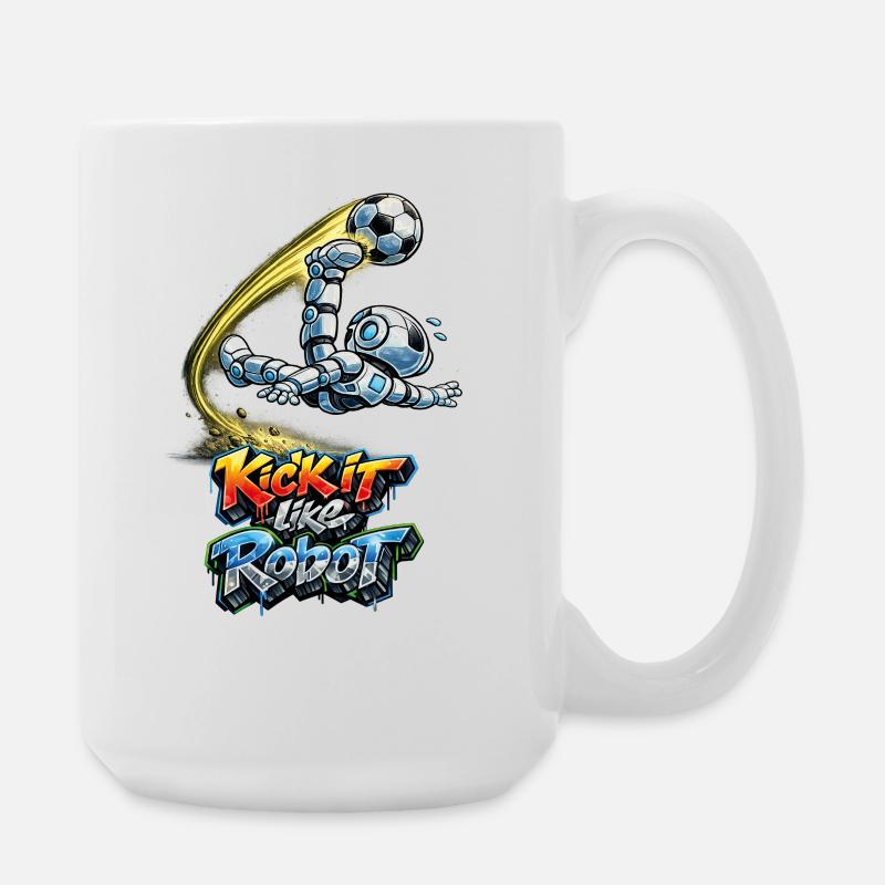 Soccer robot makes overhead kicks - Large Mug 440 ml - white