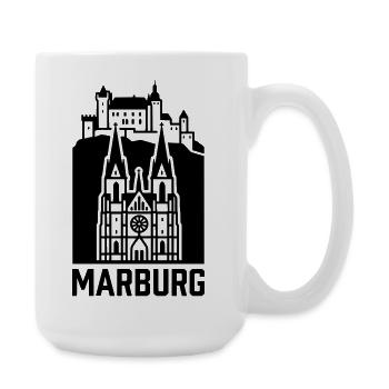 Marburg Silhouette Wahrzeichen - Große Tasse 440 ml - Weiß - Rechts