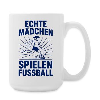 Echte Mädchen Spielen Fussball - Große Tasse 440 ml - Weiß - Rechts
