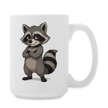 Dessin animé de raton laveur confiant - Grande tasse 440 ml - blanc - Droite
