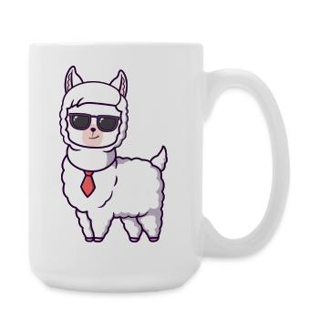 Cool Llama with Sunglasses Tie - Large Mug 440 ml - white - Right