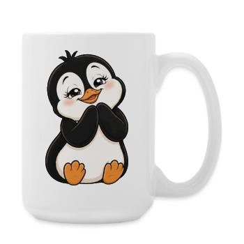 Cute cartoon penguin delighted - Large Mug 440 ml - white - Right