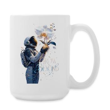 Astronaut und Blumen wachsen jenseits - Große Tasse 440 ml - Weiß - Rechts